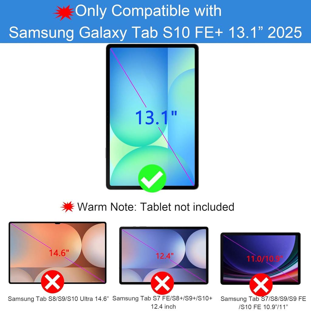 Billentyűzetes tok Samsung Galaxy Tab S10 FE Plus 13,1 hüvelykeshez, Levehető billentyűzetes borító tolltartóval Galaxy Tab S10 FE+ készülékhez