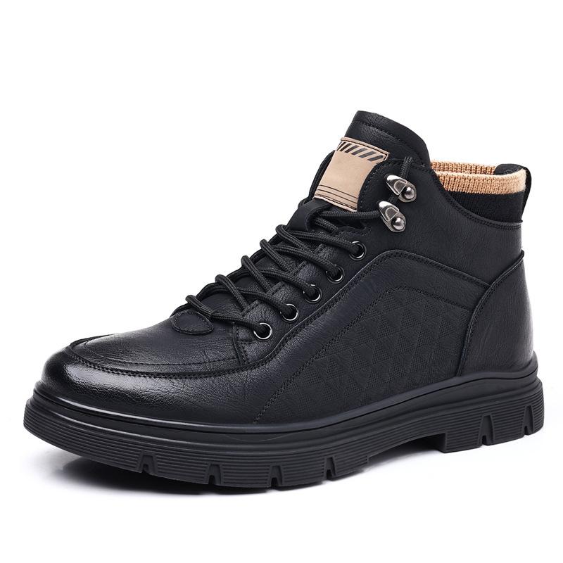 

New velvet Martin boots men s black leather boots casual high-top boots platform cotton shoes 38