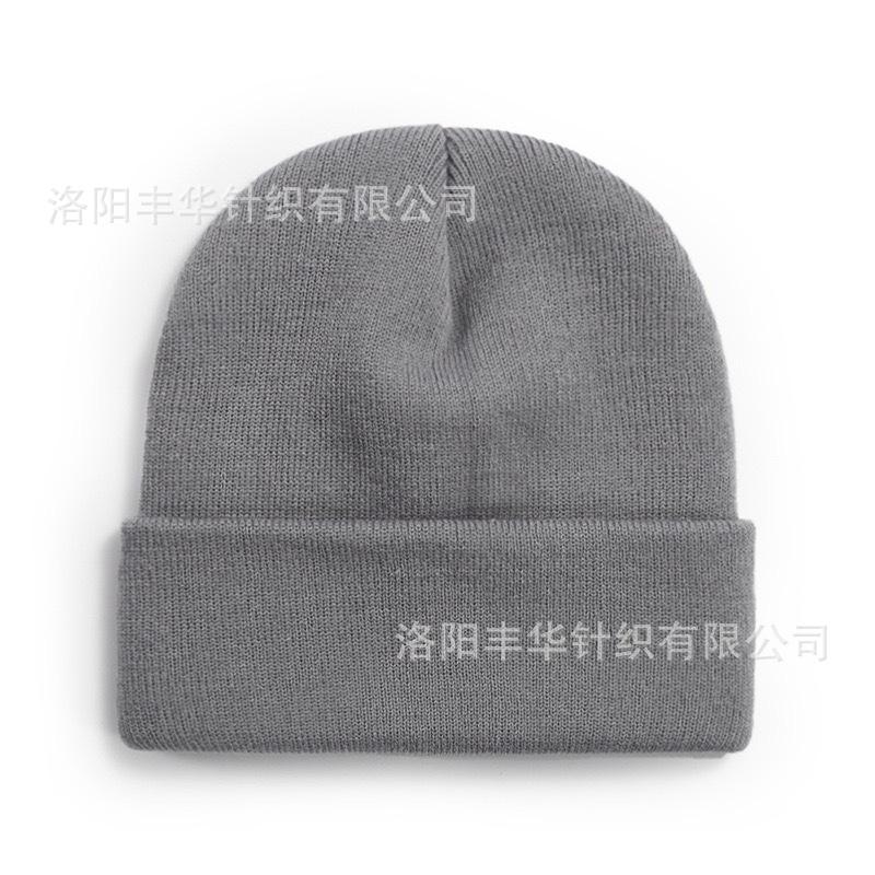 Autumn and winter men's and women's knitted hats solid color free design wool hat printing embroidery thermal hat