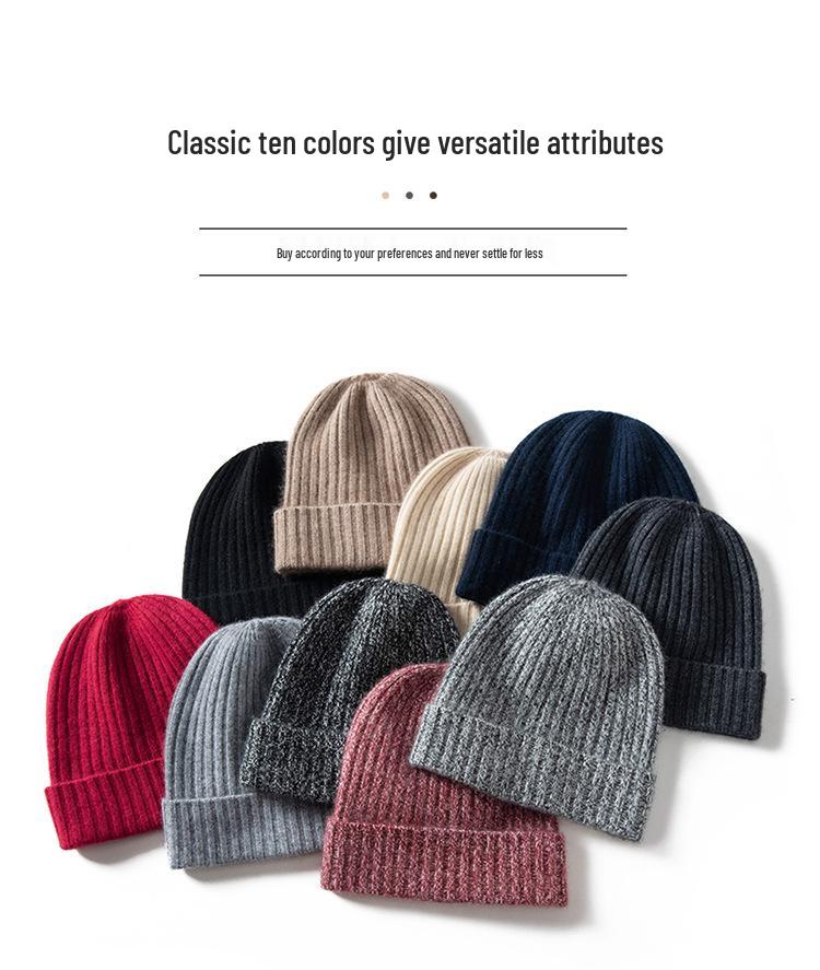 Treasure Series Cashmere Beanie: Unisex Thick Knit Wool Hat with Baby Yarn