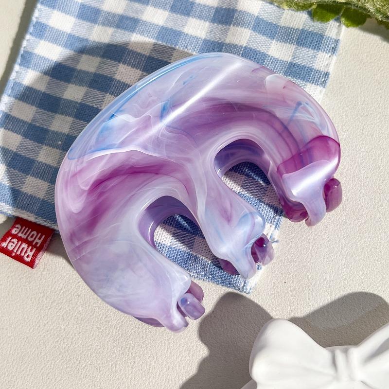 

М-образная заколка-краб для волос в виде тыквы, высококлассная мраморная заколка для хвоста, заколка-акула для прически пучок на затылке, аксессуар для волос Blue and purple