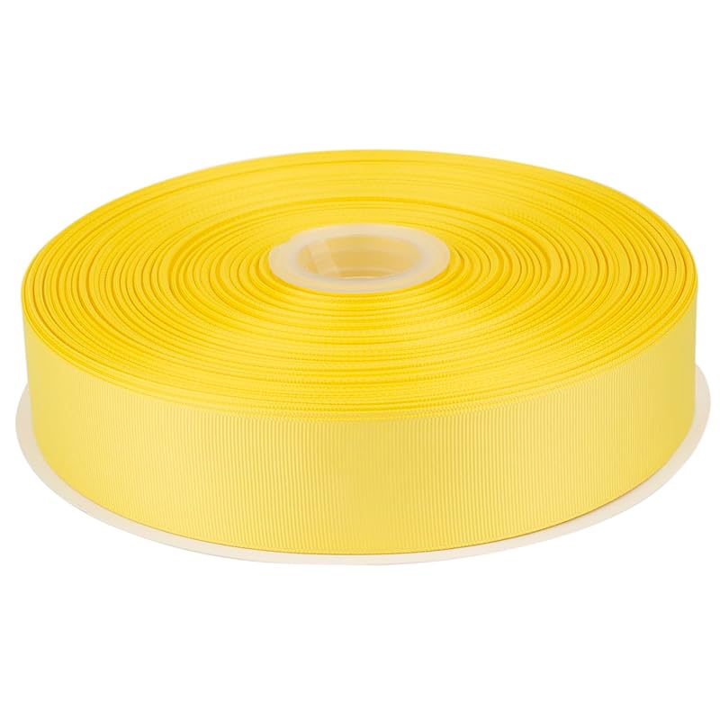 

[Tekdeere]Width 38mm solid lemon grosgrain ribbon, perfect for gift wrapping, sewing, hair accessories, wedding decorations - 91m/roll