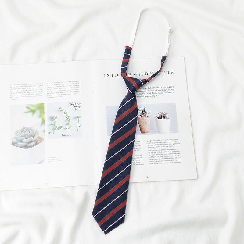 Women's Red Stripe No-Iron Japanese Academy Style Bow Tie Shirt Accessory