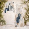 Women Plus Size Printed Round Neck Long Sleeve Cropped Cardigan Sleeveless Midi Dress Two Piece Set
