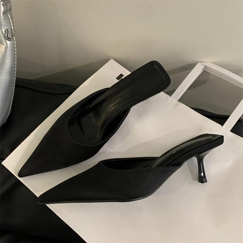 Eilyken Elegant Leopard Print Women Slipper Spring Pointed Toe Thin Low Heel Sandal Ladies Mules Shoes Zapatos Mujer