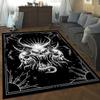 Skull Demon Rug - Gothic Style Black and White Carpet for Bedroom, Unique Horror Art Design, Halloween Decoration