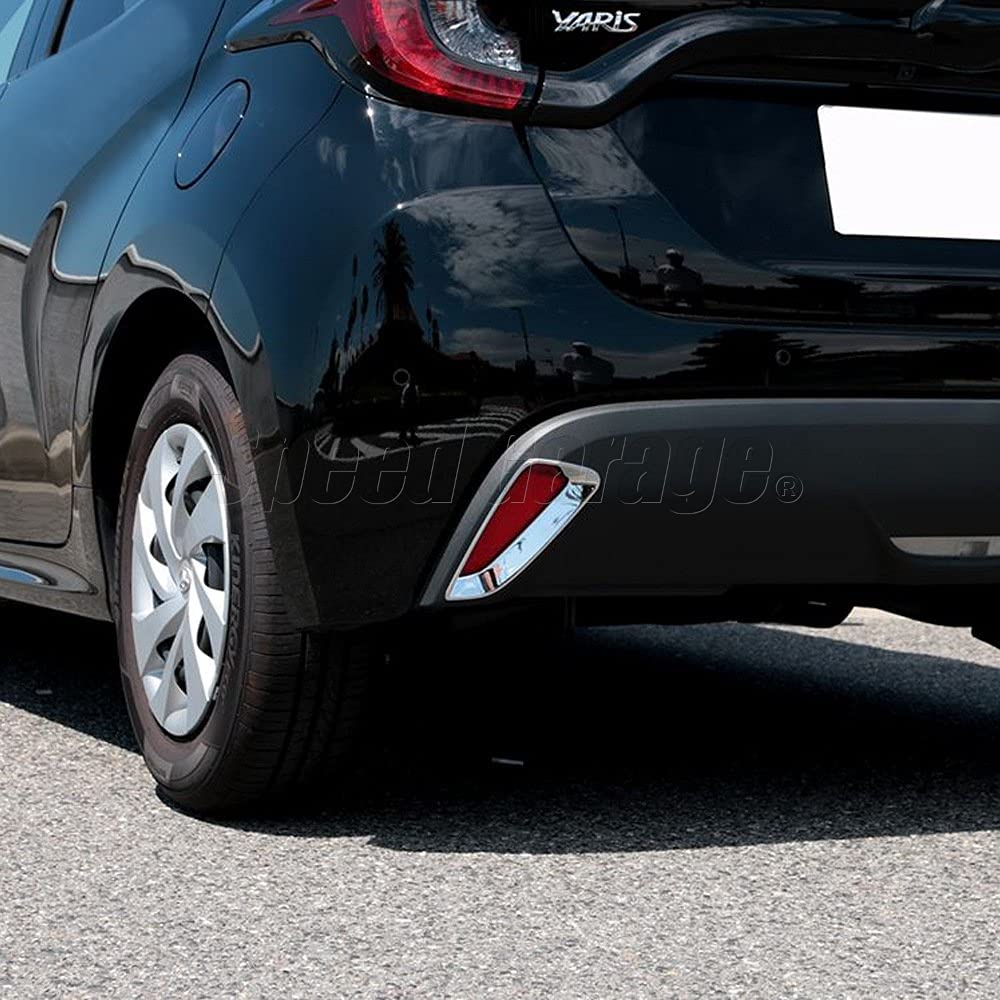 Speed Garage Rear Reflector Fog Lamp Chrome Cover Frame Garnish for Toyota Yaris and 15 Series Custom Parts 210, 10, (2020 Model) - Dress-up