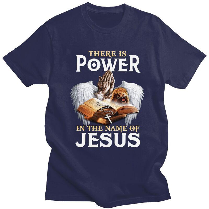 Custom Trendy Power In The Name Of Jesus T Shirt Men Short Sleeves 100 Cotton Tshirt Christian Faith Tee Tops Fashion Tshirts