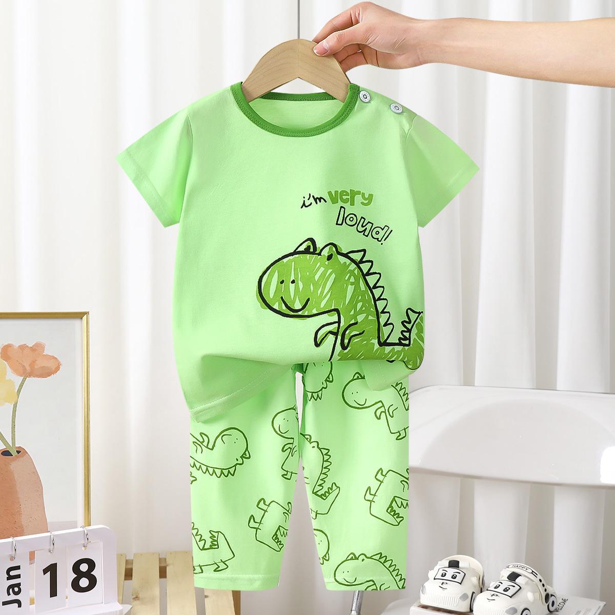 

Детская хлопковая летняя повседневная пижама с короткими рукавами для мальчиков и девочек 110cm