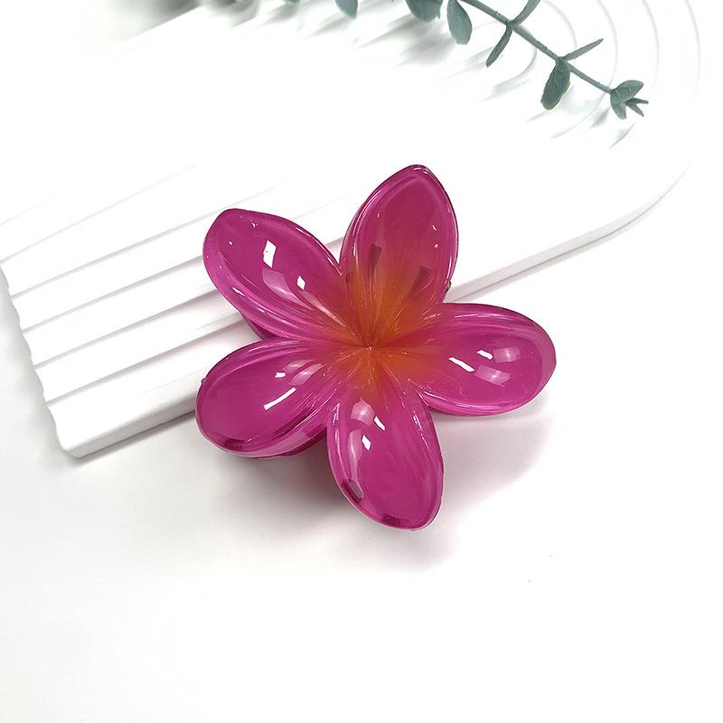 Retro Colorful Frangipani Flower Hair Claw Clip for Women