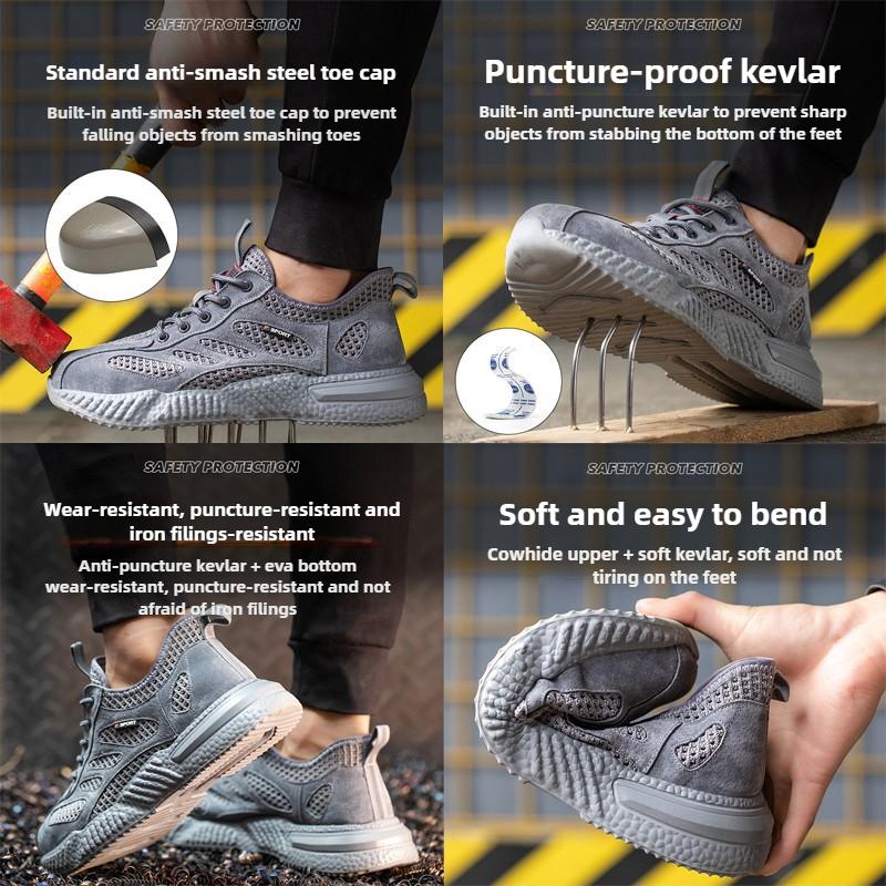 Unisex Summer Breathable Mesh Steel Toe Safety Shoes Comfortable Lightweight Work Sneakers For Men And Women