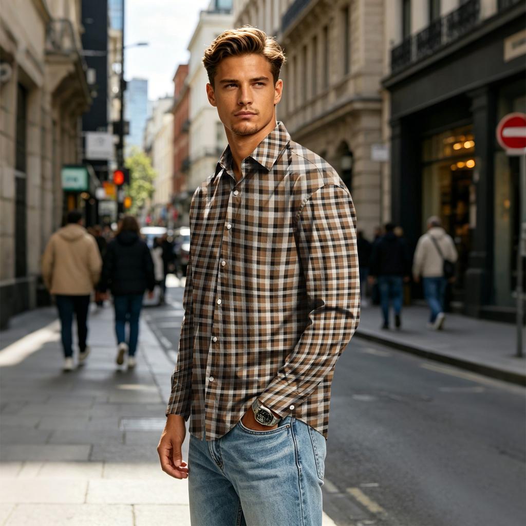 Men's Long Sleeve Collared Shirt