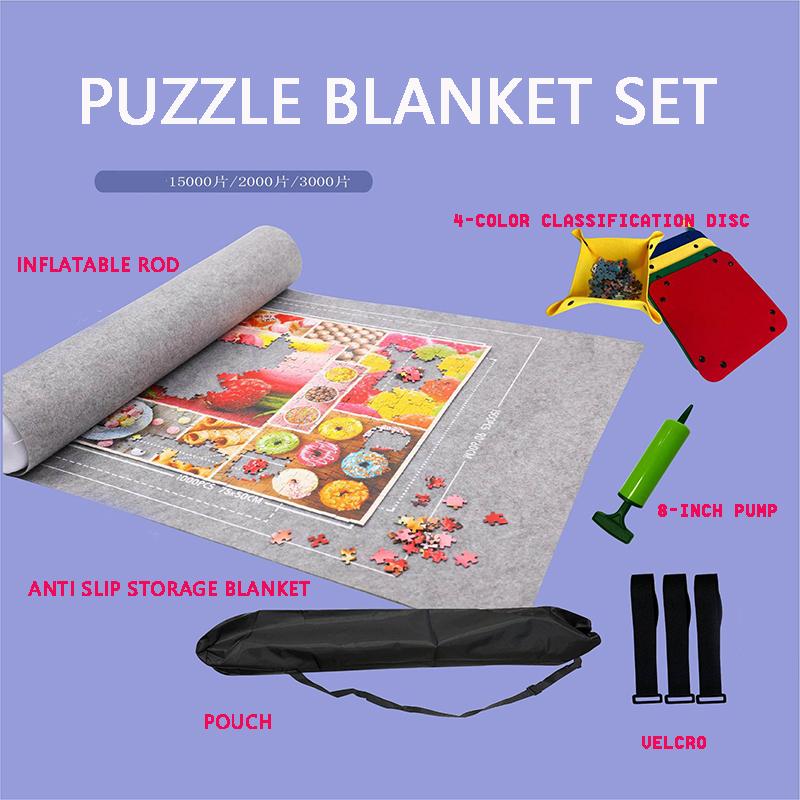 1500-3000Pcs Felt Puzzle Mat Set 10Color Available Puzzle Playing Blanket With Portable Travel Storage Bag Puzzle Accessories