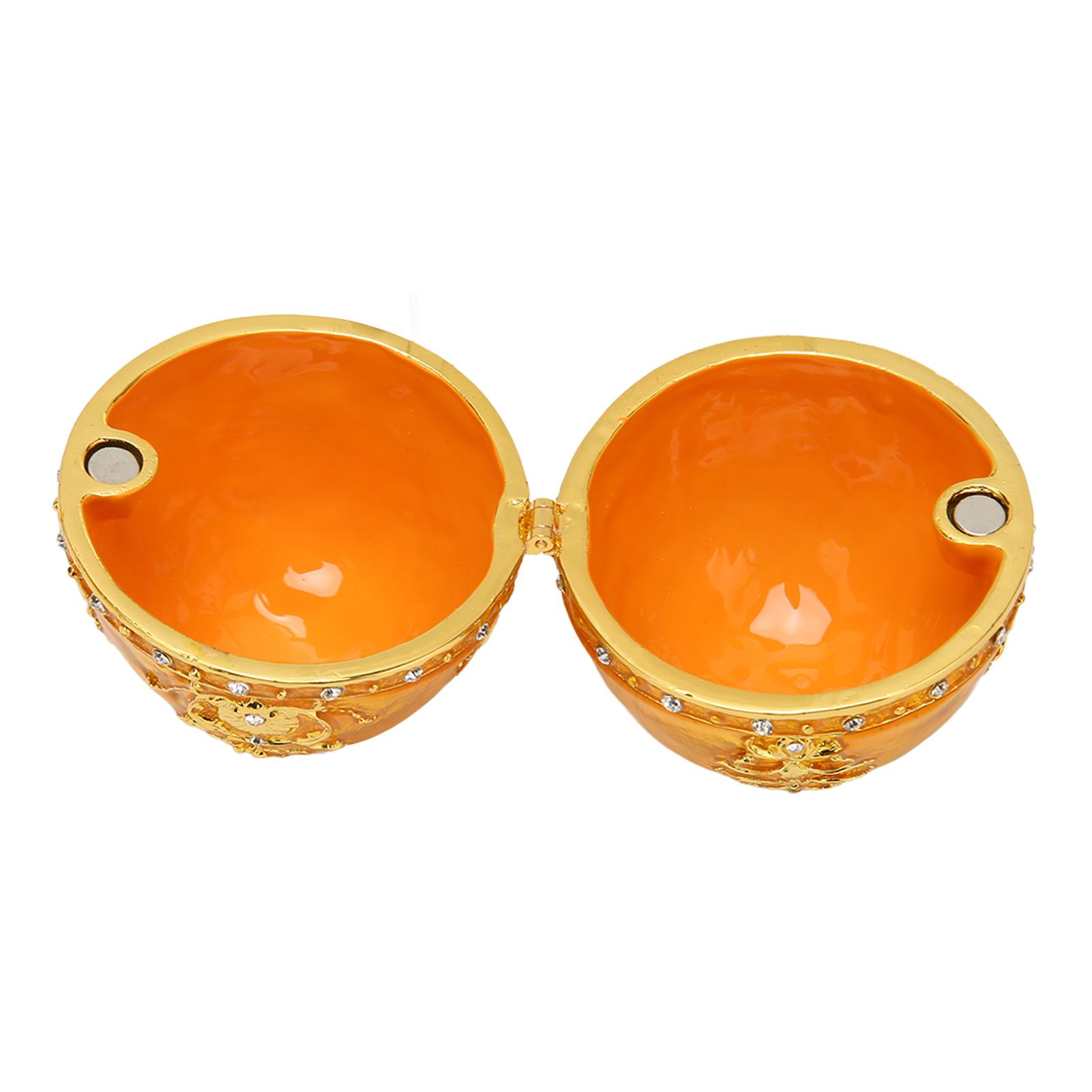 Egg   Jewelry Trinket Box Zinc Alloy Hand Painted Enameled Decorative Hinged Egg Shaped Trinket Box for Home Decor