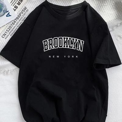 Summer Round Neck Fashionable Casual Pure Cotton Short Sleeved Brooklyn New York Graphic Men's and Women's Unisex T-shirts