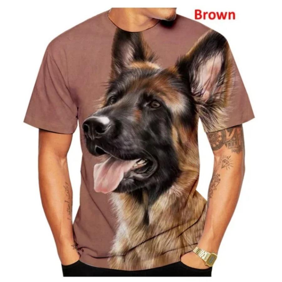 2024 Men Summer New Fashion Unisex Funny 3D Printed Dog T-shirt Cute German Shepherd 3D Printed T-shirt