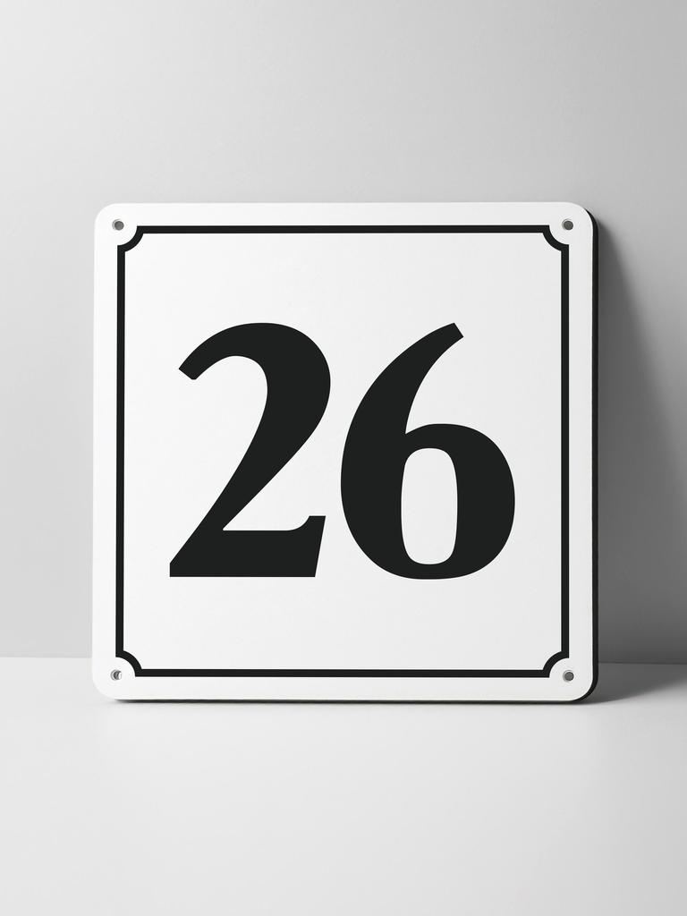 Metal Sign Black House Number On White Background Outdoor Wall Art Decor