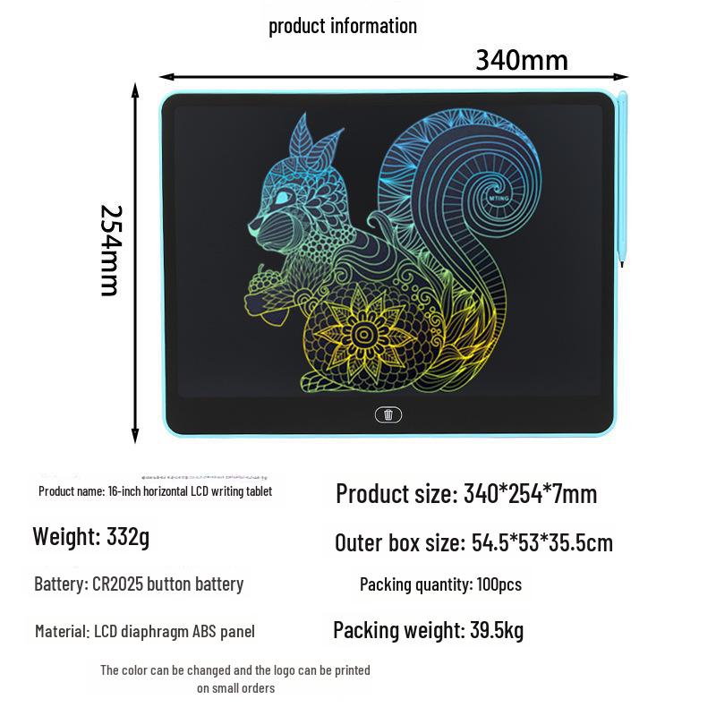 Children's Large LCD Handwriting Tablet with One-Click Clear Feature for Drawing and Writing