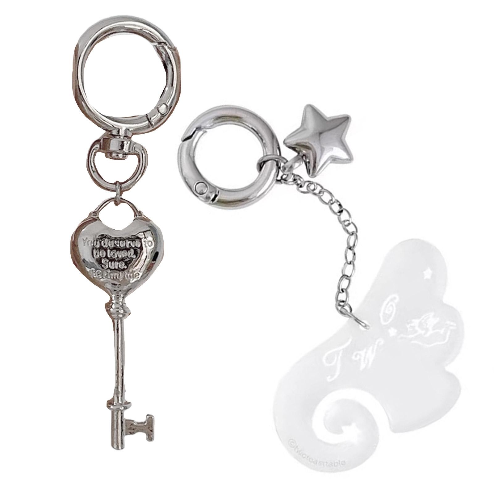 

2Pcs Angel Wing Heart Keychain Romance Symbolic Jewelry Gifts for Lovers Protective Love Theme Accessories Daily Use