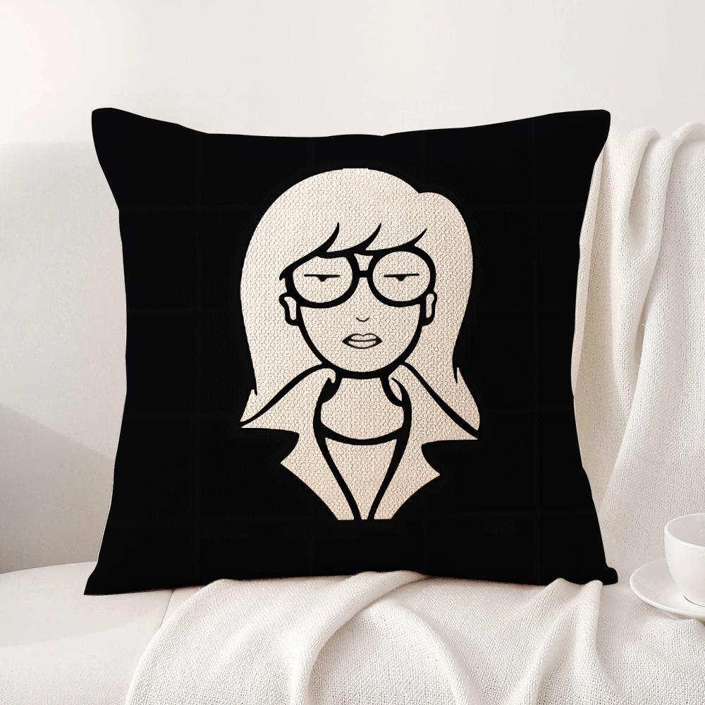 Cartoon D-Daria Cushion Cover Summer Coolness Linen Fabric Double-Sided Printing Pillow Case Sofa Home Decor Gift