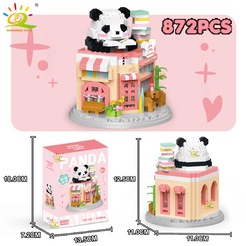 Non-Toxic Moc Panda City Street View Mini Building Blocks Diy City Street Coffee Shop Model Toys Home Ornaments Decoration