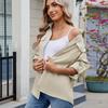 Spring Autumn Polo-neck Solid Single Breasted Shirt Women Long Sleeve Casual Fashion All-match Blouse Cardigan Top