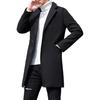Men Trench Coat Single Button Korean Style Autumn Winter Thick Slim Windbreaker Coat for Daily Wear