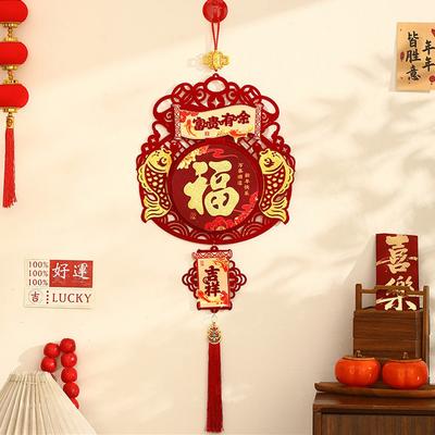 Chinese Style Chinese New Year Pendant Handmade Good Luck Horse Year Ornament with Tassel Blessing Fu Characte Pendants