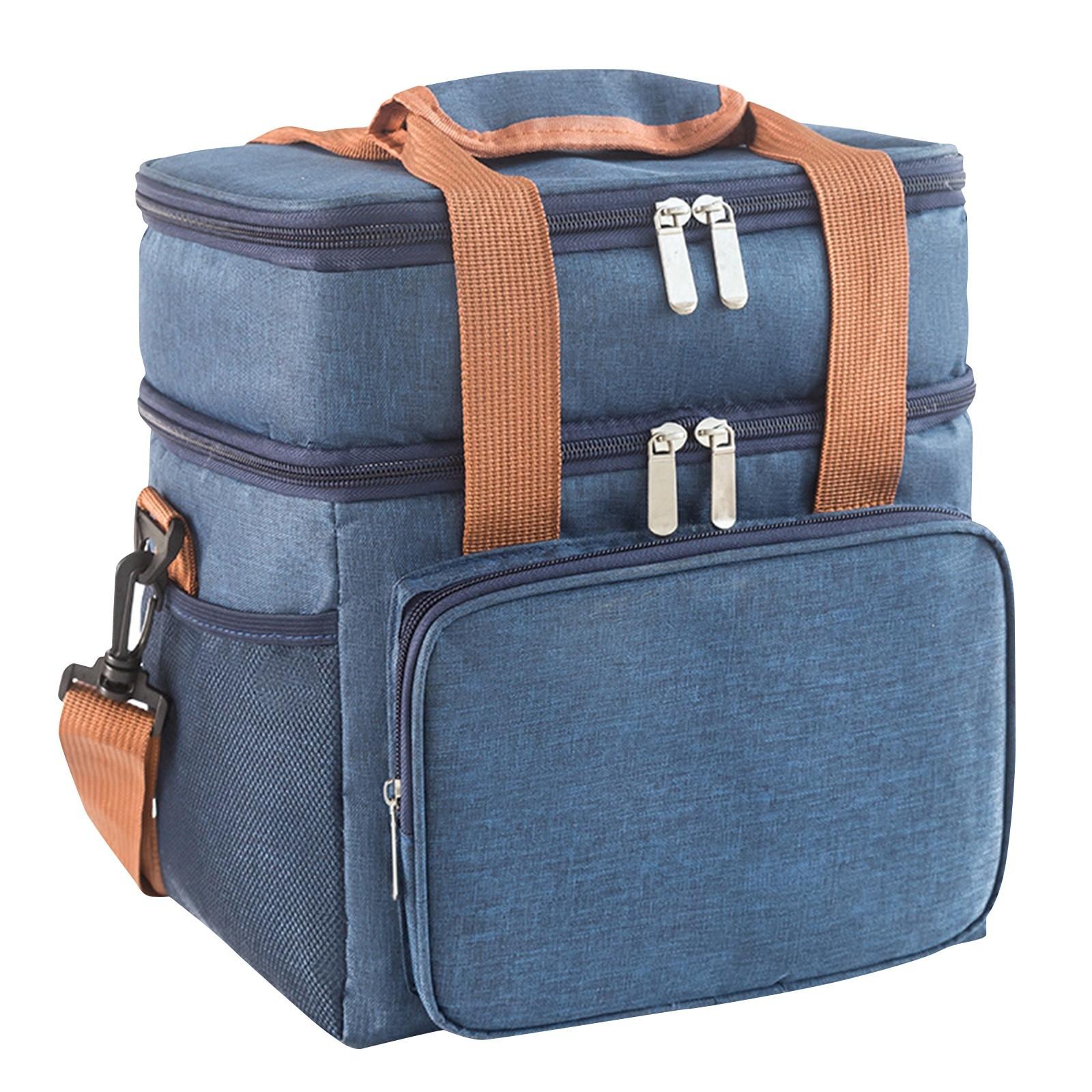 

Изолированный большой ланч-бокс, двойной сверхпрочный ланч-сумка, герметичная сумка-холодильник, подходит для мужчин и женщин, взрослых, полет на пляж, однодневная поездка One Size тёмно-синий