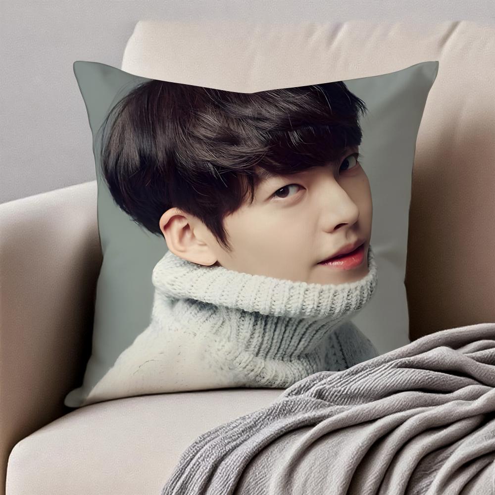 Handsome KKim Woo Bin Cushion Cover Pillowcase Antidustmite Invisible Zipper Short Plush Sofa Cushion