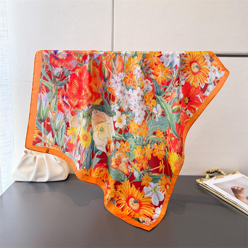 Luxury Fashion Designer 70cm Square Scarves Women's Silk Scarf Spring and Summer Foulard Shawl Bandana Small Hairbands