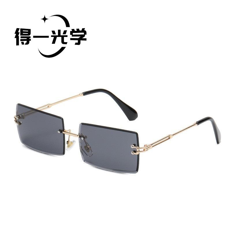 New diamond trimmed small frame rimless square sunglasses sunglasses sunglasses UV protection sunglasses
