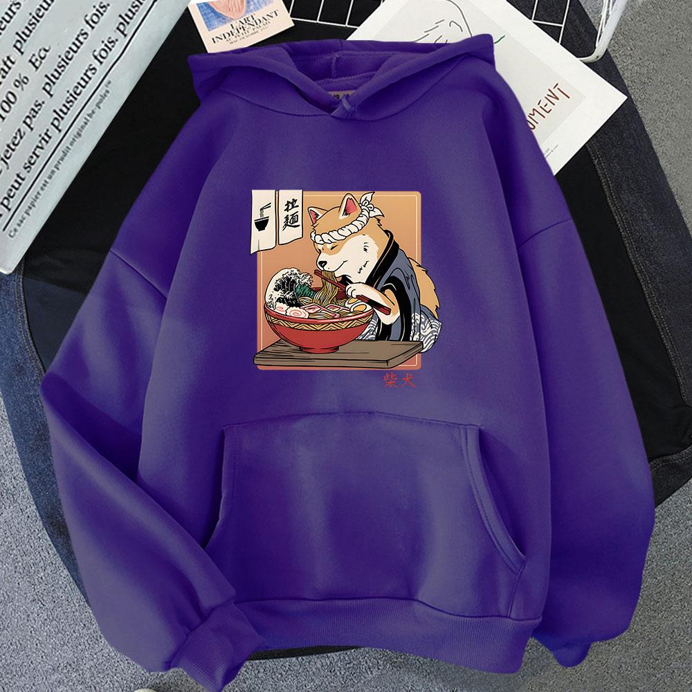 Ramen Shiba Ukiyo-e Hoodies Kawaii Dog Sweatshirts Cartoon Anime Manga Casual Y2k Clothes Women Hoody Long Sleecve