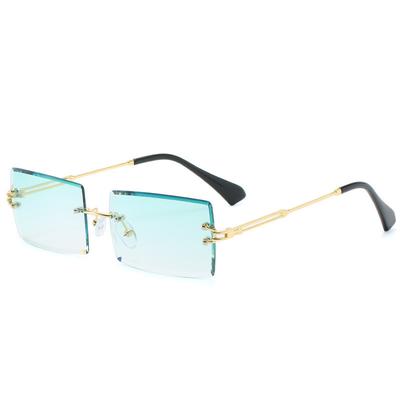 Lunettes de soleil carrées sans monture tendance UV400 2020 Lunettes de soleil rectangulaires Lunettes de soleil mode