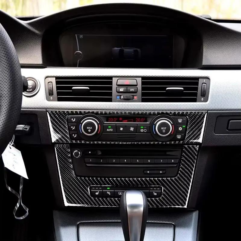 2Pcs/Set Car CD Air Conditioning Control Panel Cover Sticker Trim Carbon Fiber for BMW 3 E90 E92 2005-2012 Car Inner Accessories
