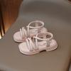 Summer Girls Beach Shoes Versatile Soft Solid Color Non-slip Children Fashion Casual Sandals PU Open-toe Slip-on Breatheable PU