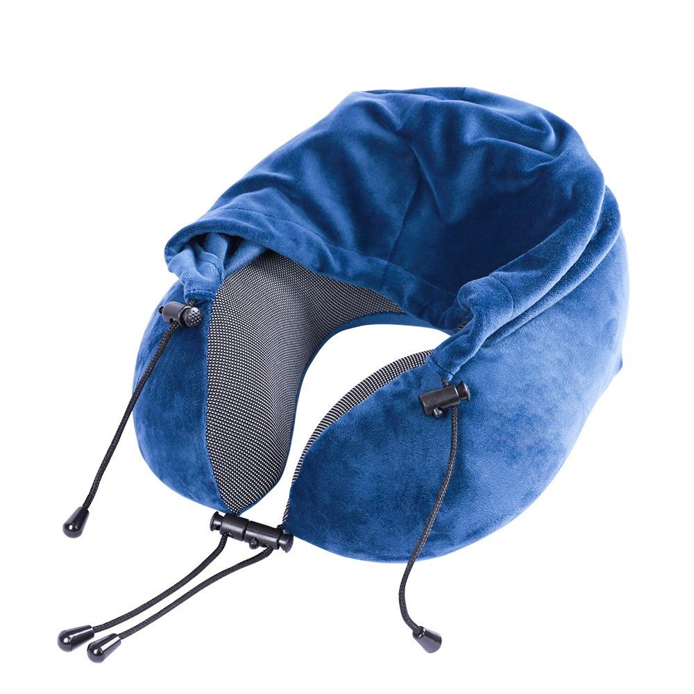 

Soft Sponge U-shaped Neck Pillow Removable Cover Neck Pillow with Cap Portable Travel синий