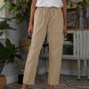 Purple Lady Casual Trousers Drawstring Elastic Waist Cotton Linen Women Trousers Straight Ankle Length Women Oversize Pants 4XL