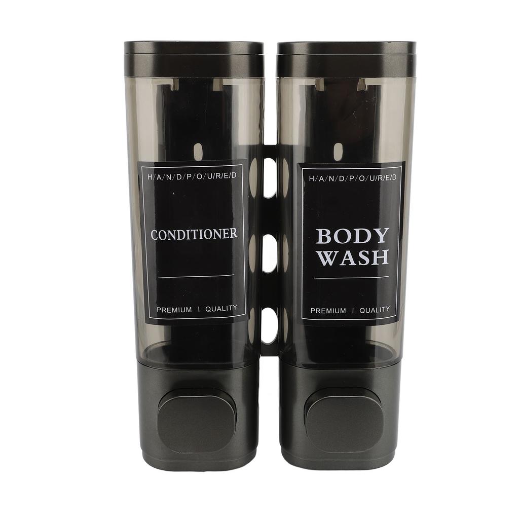 Press Pump Soap Dispenser Wall Mounted 300ml ABS Dual Head Transparent View Shampoo Dispenser