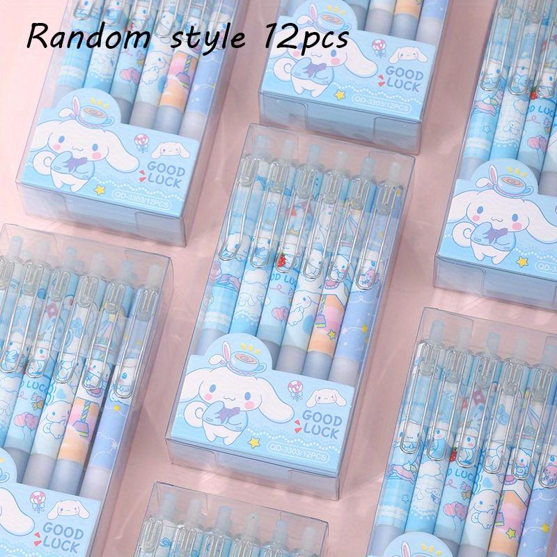 12 шт. Киннаморолл Sanrio Нейтральная ручка Мультяшная гелевая ручка Канцелярские товары 0,5 мм Черный с металлическим зажимом Офисная ручка для письма и подписи Random style 12Pcs
