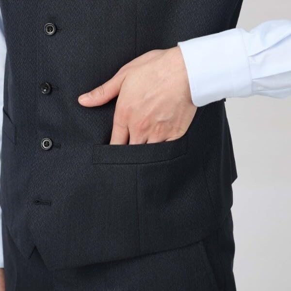 Takeo Kikuchi Yagasuri Vest In Navy 02 Compatible with Suits Men's (Made Japan) - (093) (M) - Three-Piece (Product Code 93141015)