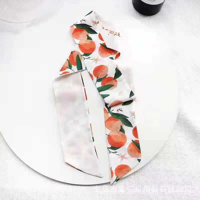 Small White And Tender Green Silk Scarf For Women, Thin Streamer, Headband, Hair Tie, Bag Decoration Long