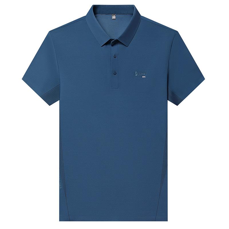 Short-Sleeved T-Shirt Men'S Ice Silk Seamless Dad Casual Half-Sleeved Polo Shirt