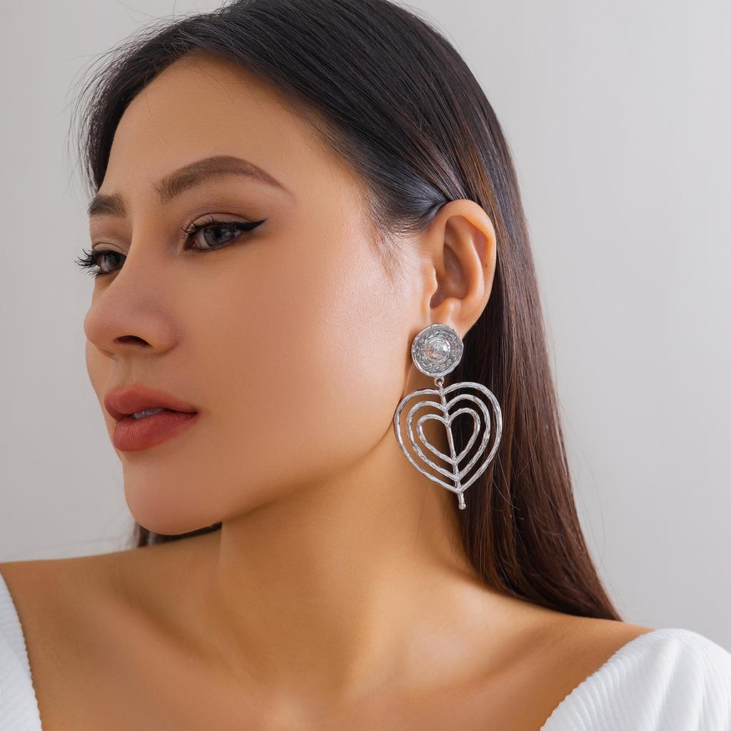 DIEZI Vintage CCB Gold Color Chunky Water Drop Heart Stud Earrings for Women Girls Trendy Punk Star Earring Jewelry Accessories