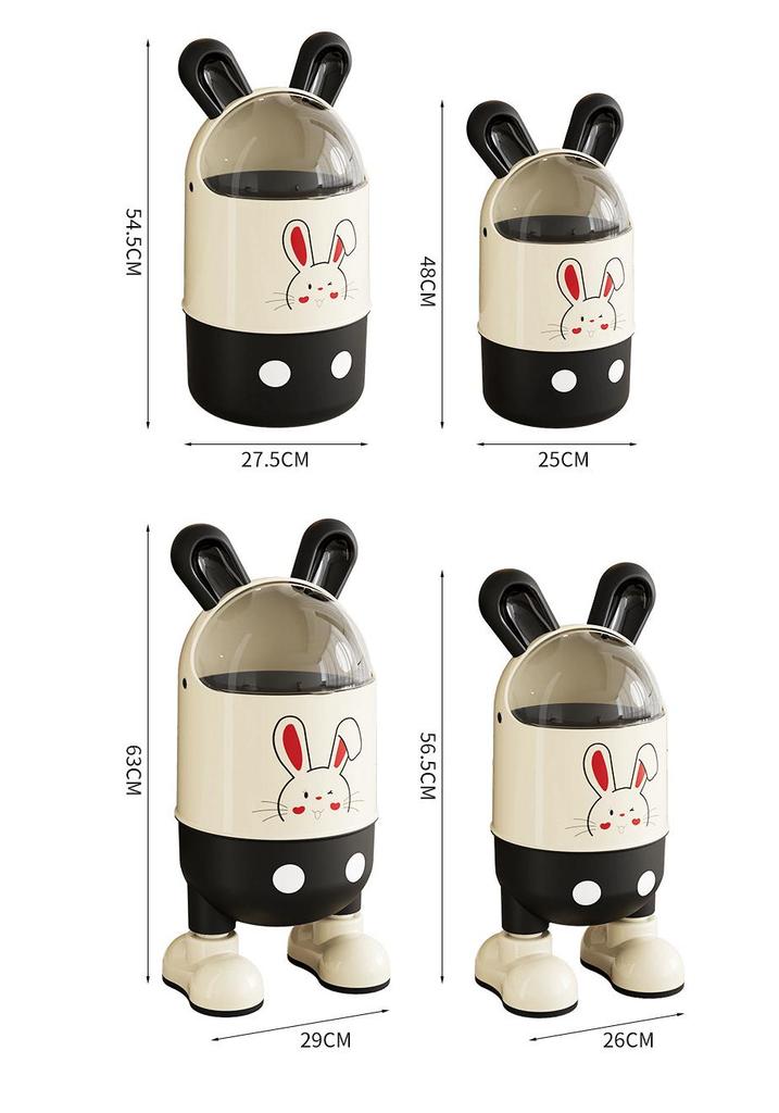 Adorable Rabbit Flip-Top Trash Can with Lid for Kids - Large Capacity for Home, Bedroom, or Bathroom.