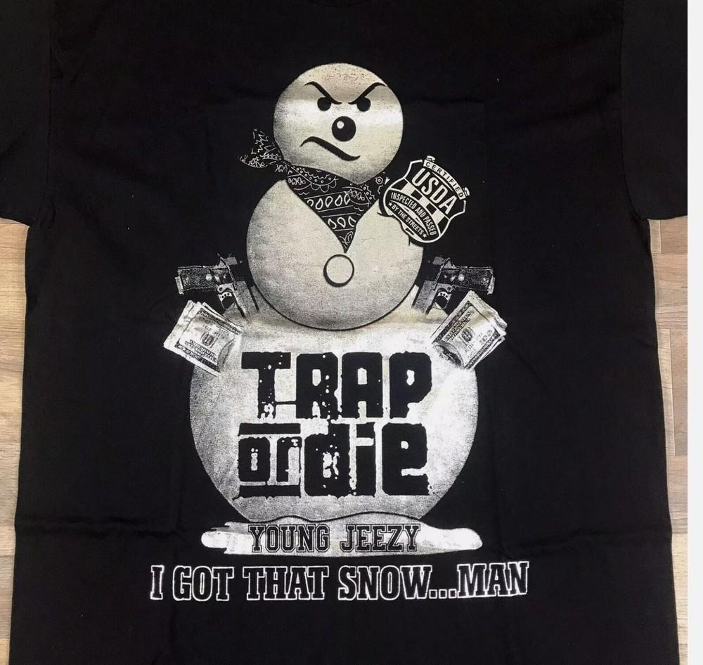 

Винтажная футболка Young Jeezy Da Snowman Trap or Die черная мужская всех размеров S