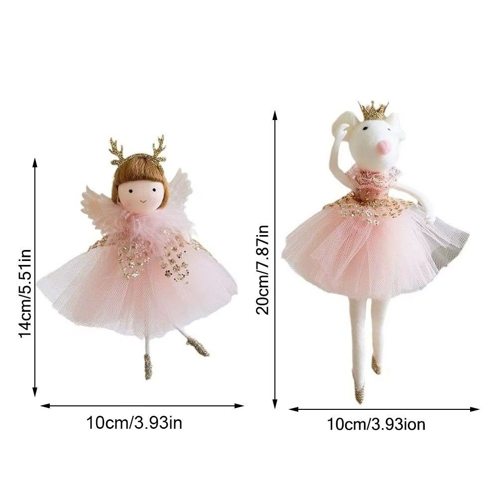 Mesh Xmas Tree Pendant Doll Girl Hanging Pendant Christmas Tree Decor Wall Hanging