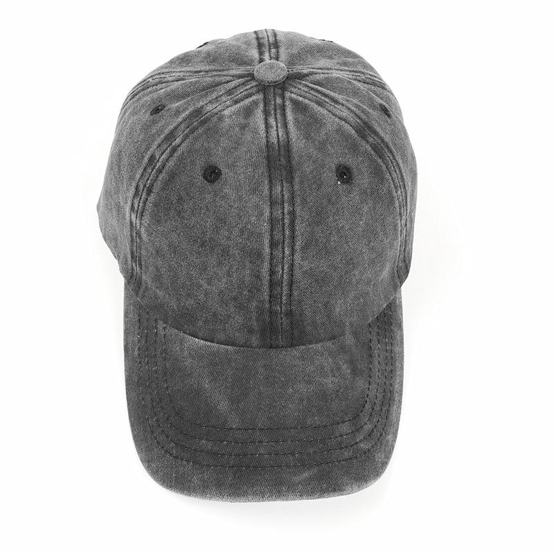 Washed Cotton Baseball Cap Men'S And Women'S Fashion Dad Hat Casual Retro Soft Top Curved Brim Solid Color Cap
