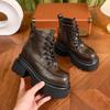 Martin-kängor med tjock sula för dam 2025 höst och vinter nya små damstövlar med höjdökning inom 10 cm brittiska högklackade korta stövlar