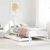 VidaXL Bed Frame with Headboard White 90x200cm Solid Pine Wood, Bedroom Furniture, Slatted Base, Wooden Bed, 3301759